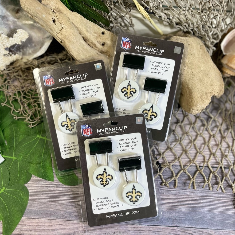NIP 3 PKs New Orleans Saints Official NFL Seal Clips Office School resellers lot